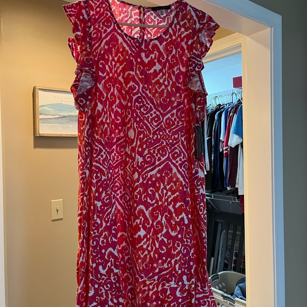 Tommy Hilfiger Women's Red and Pink Patterned Dress